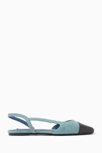 Slingback Ballerina Flats in Denim