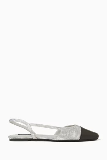 Crystal-embellished Slingback Ballet Flats in Leather