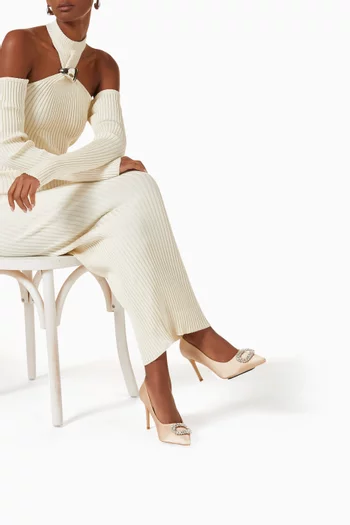 Nova 90 Crystal-brooch Pumps in Satin