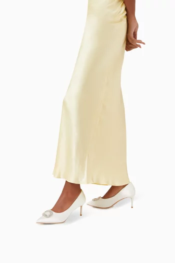 Novi 70 Crystal-brooch Pumps in Satin