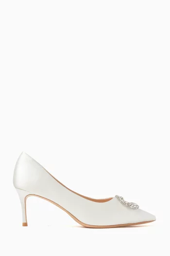 Novi 70 Crystal-brooch Pumps in Satin