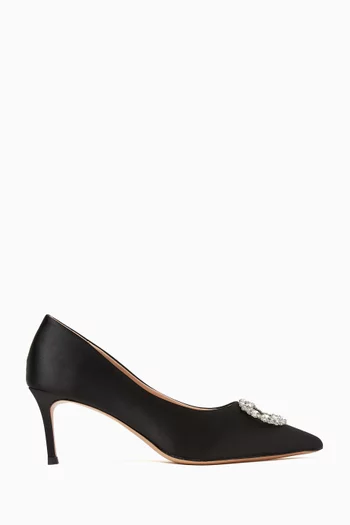Novi 70 Crystal-brooch Pumps in Satin