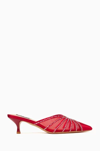 Madeline 50 Crystal-embellished Mules in Mesh and Satin