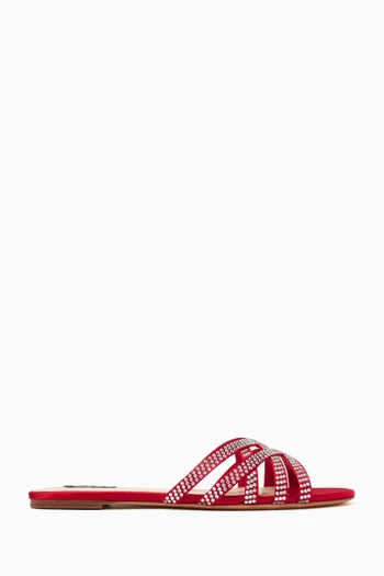 Samara Crystal-embellished Slides in Satin