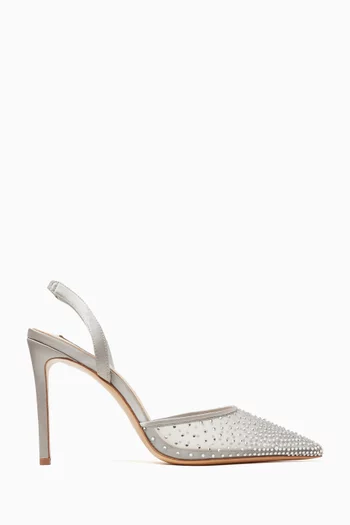 Rada 100 Crystal-embellished Slingback Pumps in Mesh and Satin