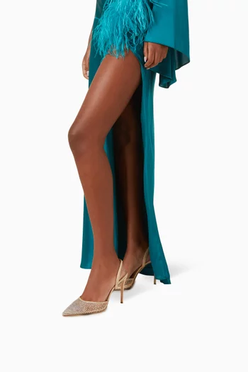 Rada 100 Crystal-embellished Slingback Pumps in Mesh & Satin