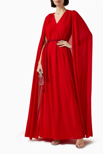 Zenaida Belted Cape Gown