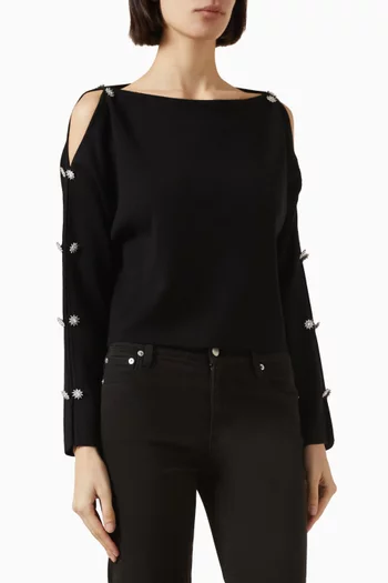Shakita Rhinestone Sweater in Wool