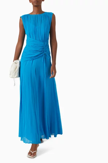 Amina High-neck Maxi Dress in Viscose Georgette