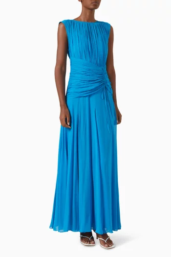 Amina High-neck Maxi Dress in Viscose Georgette
