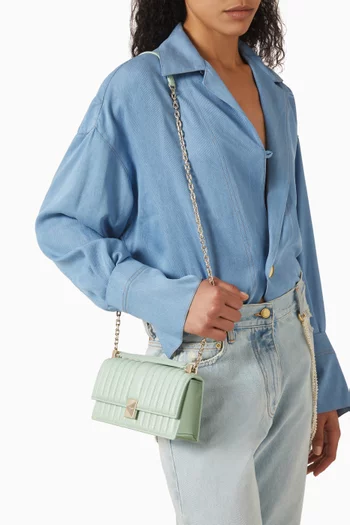 Mini Deco Flap Chain Crossbody in Smooth Quilted Leather