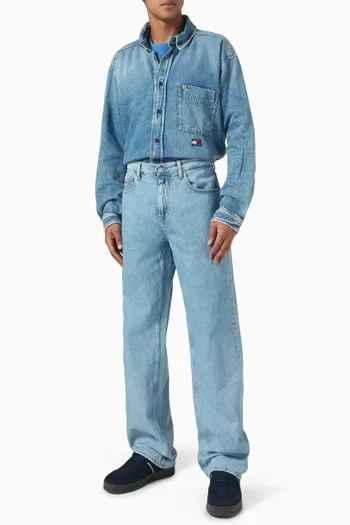 قميص بقصة فضفاضة دينم