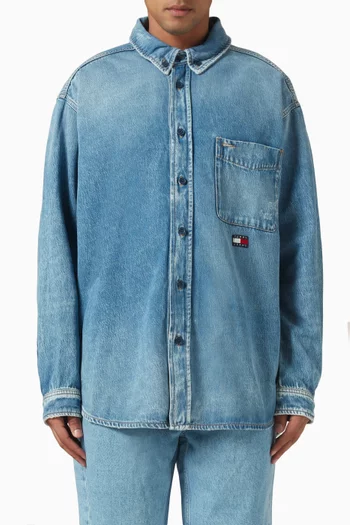 قميص بقصة فضفاضة دينم