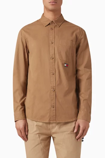 Washed Button-up Shirt in Cotton Twill