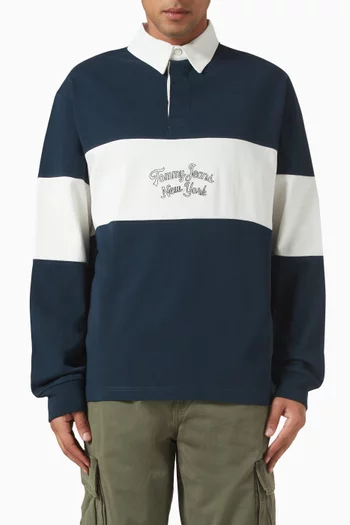 Colourblock Rugby Polo Shirt in Cotton