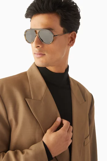 Rounded Aviator Sunglasses in Acetate
