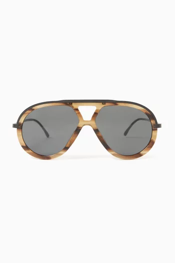 Rounded Aviator Sunglasses in Acetate