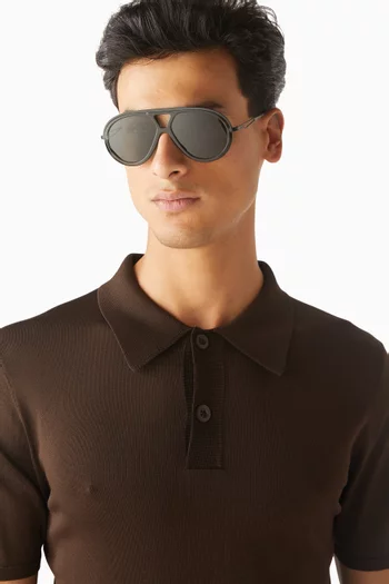 Rounded Aviator Sunglasses in Acetate
