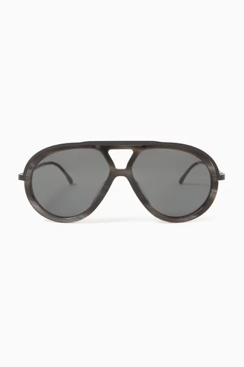 Rounded Aviator Sunglasses in Acetate