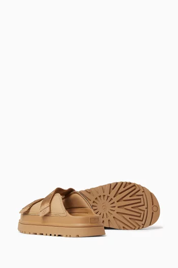 Golden Glow Slide Sandals in Textile & TPU