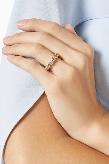 خاتم مرصع بكريستال مستدير فضة إسترلينية مطلية ذهب عيار 14