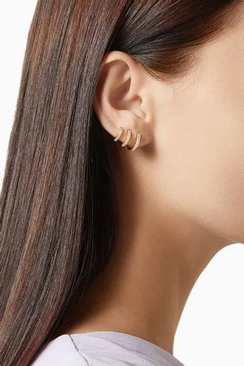 Katerina Triple Pavé Hoop Earrings in 14kt Gold Vermeil