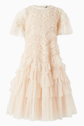 Elia Ruffled Flared Dress in Tulle