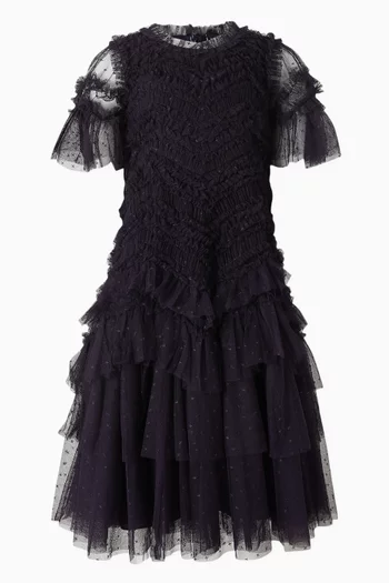 Elia Ruffled Flared Dress in Tulle