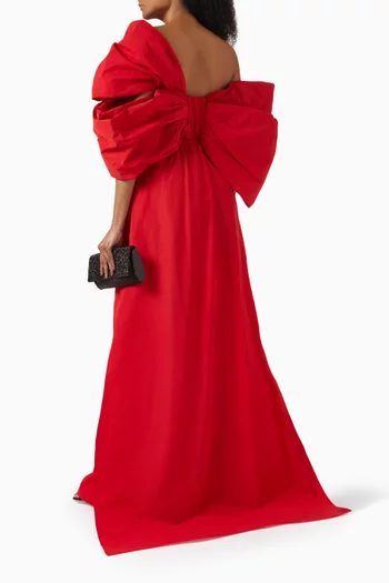 Off-shoulder Cape Gown in Crepe