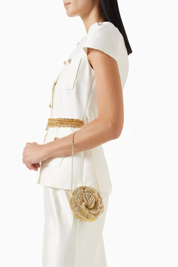 Rose Golden Crystal-embellished Clutch Bag