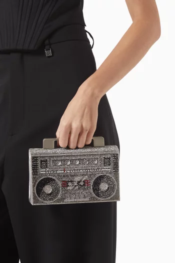 Soft Boom Box Crystal-embellished Clutch Bag