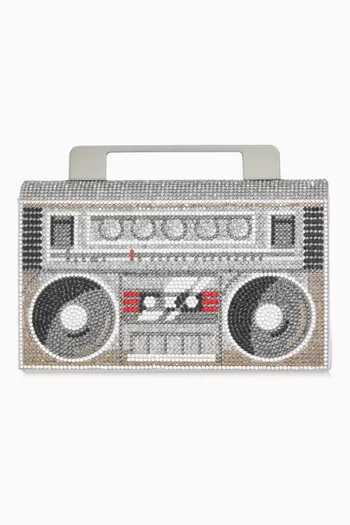 Soft Boom Box Crystal-embellished Clutch Bag