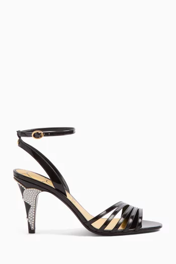 Ladycrush 85 Crystal-embellished Sandals in Patent Leather
