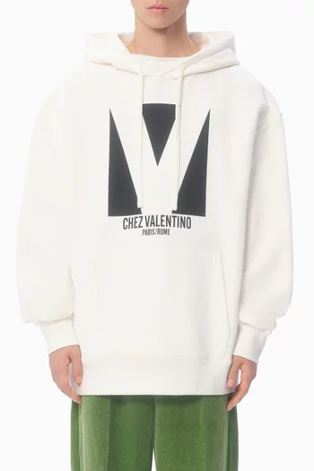 Chez Valentino-print Hoodie in Cotton