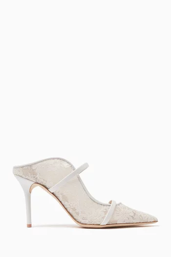 Maureen 85 Mules in Lace & Nappa