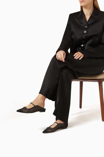 Maureen Polka-dot Mules in Mesh & Satin