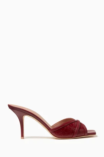 Perla 70 Mule Sandals in Croc-embossed Leather