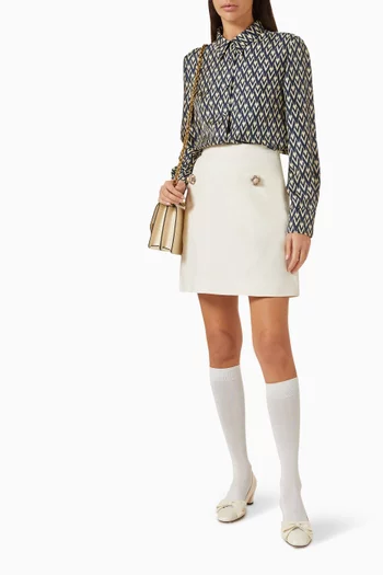 Toute la V-print Shirt in Silk Twill