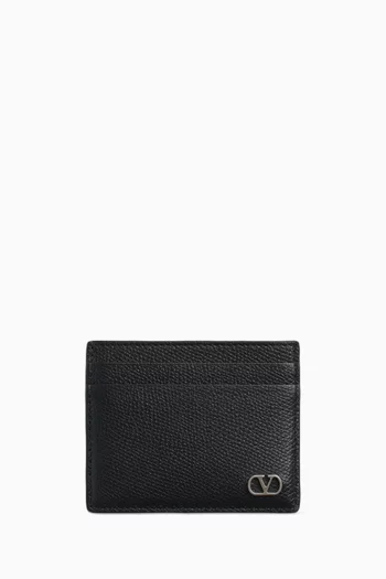VLOGO Signature Card Holder in Grained Calfskin