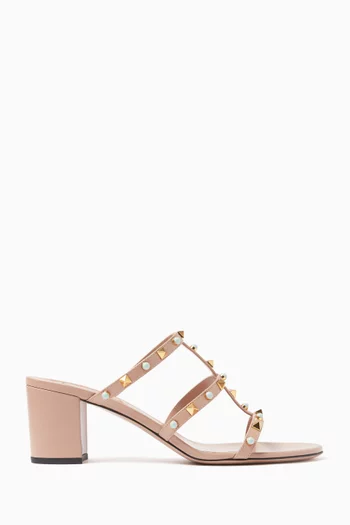 Rockstud 60 Slide Sandals in Calfskin