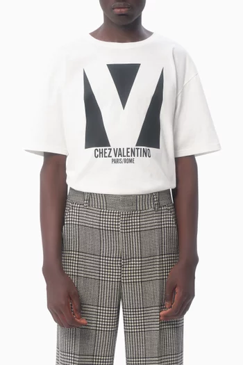 Chez Valentino-print T-shirt in Cotton