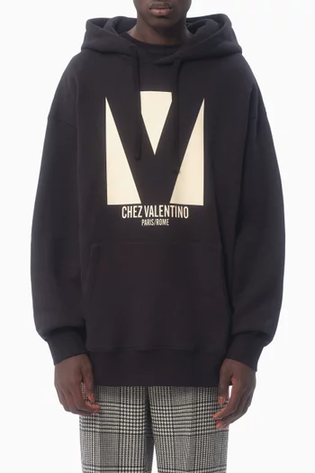 كنزة بغطاء رأس وطبعة Chez Valentino قطن