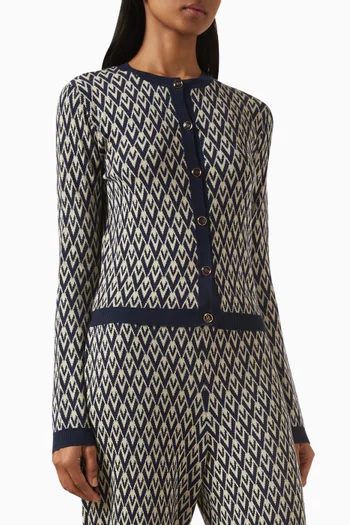 Toute la V Cardigan in Jacquard-wool
