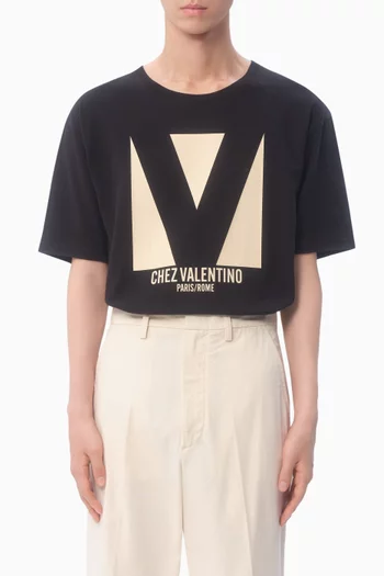 Chez Valentino-print T-shirt in Cotton