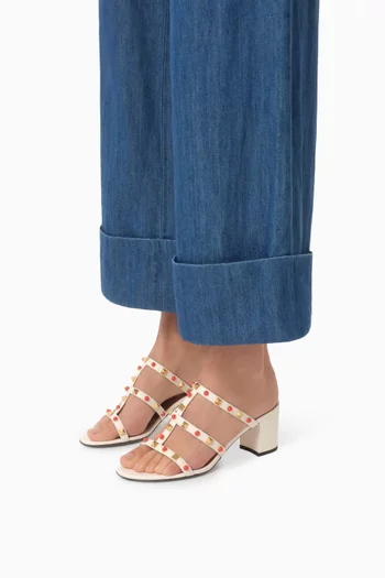 Rockstud 60 Slide Sandals in Calfskin