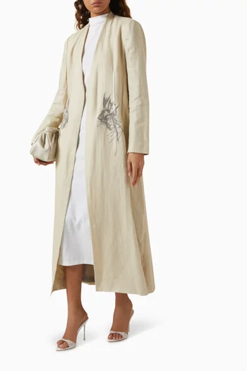 Embroidered Abaya in Linen