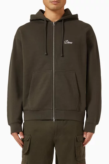 Cursive Zip Hoodie in Cotton-blend