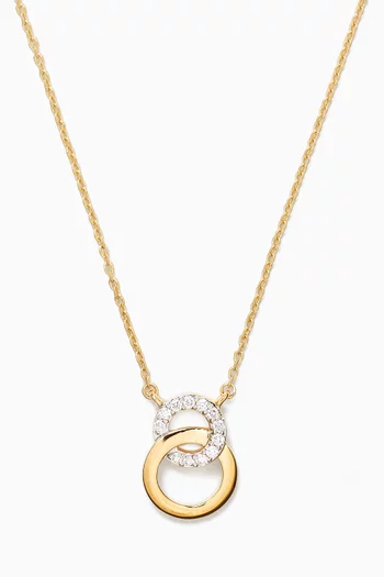 Interlocked Circles Diamond Pendant Necklace in 18kt Yellow Gold
