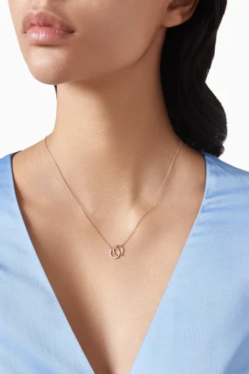 Interlocked Horseshoes Diamond Pendant Necklace in 18kt White & Rose Gold