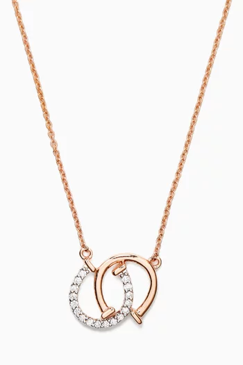 Interlocked Horseshoes Diamond Pendant Necklace in 18kt White & Rose Gold